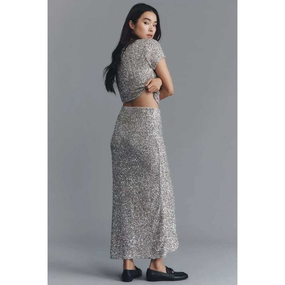Anthropologie Tilda Sequin Maxi Slip Skirt XL